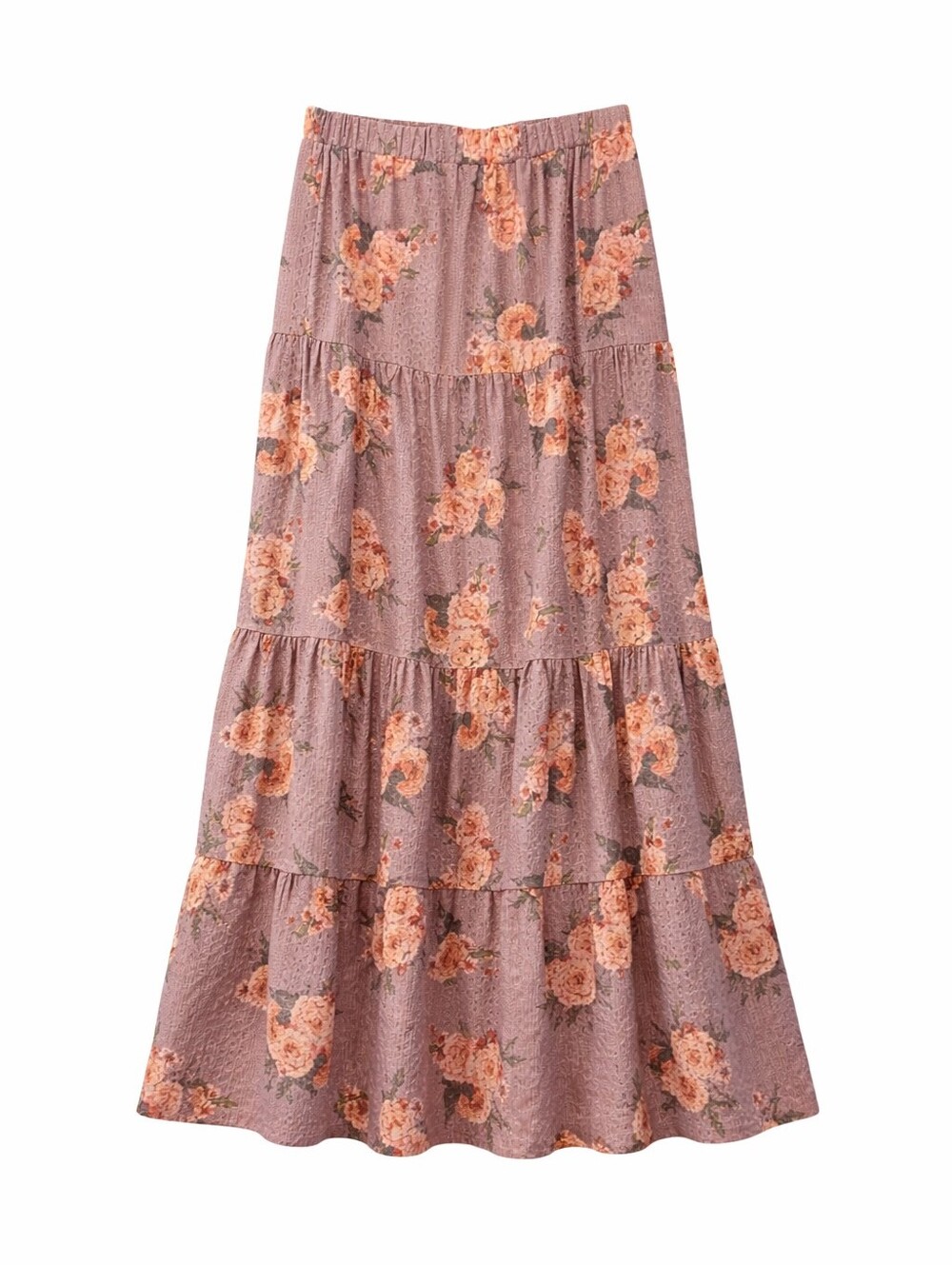 Lularoe NWT Floral Tiered Maxi Skirt in Mauve Pink, Size M Or L
